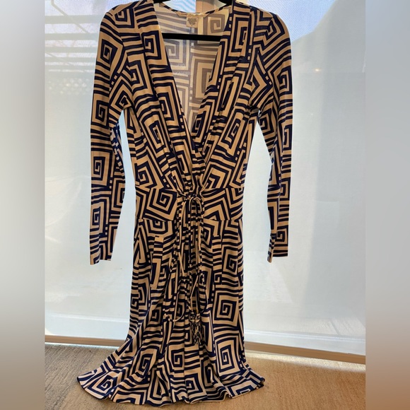 DIANE VON FURSTENBERG DEIANIRA Silk Jersey Geometric Print DRESS Size: 6. - Picture 2 of 8